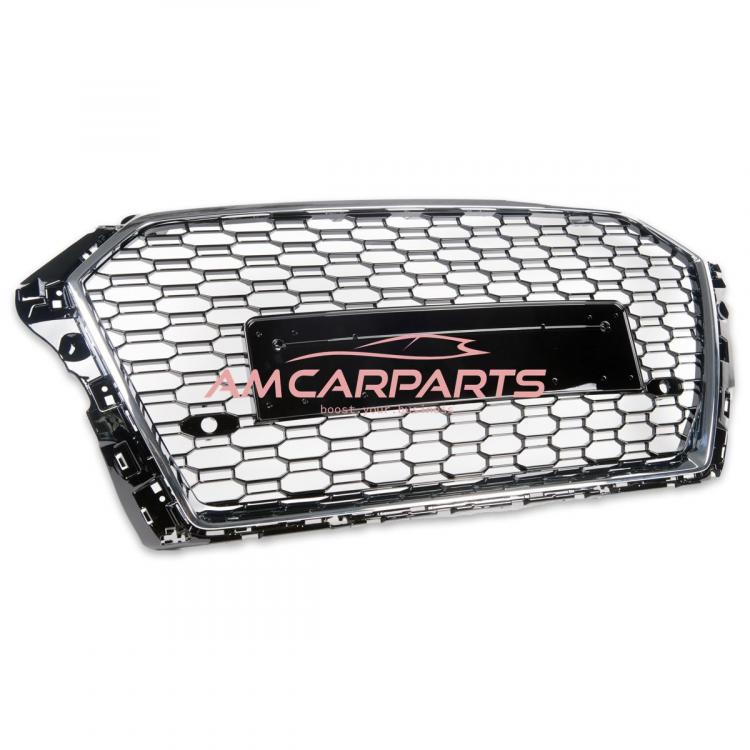 Preview: Upgrade Sportgrill / Kühlergrill für Audi A3 8V Facelift 16-19 Hochglanz Schwarz / Chrom in Wabendesign