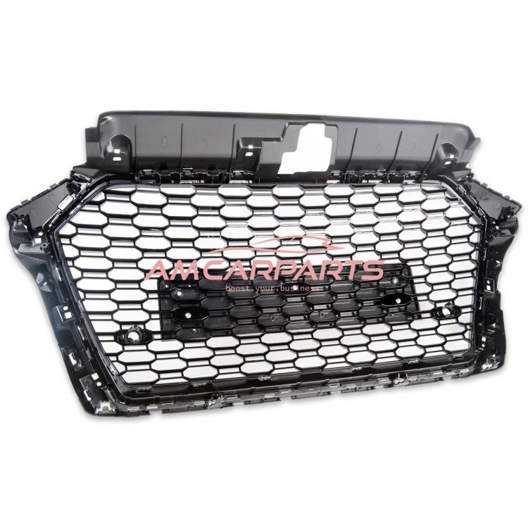 Upgrade Sportgrill / Kühlergrill für Audi A3 8V Facelift 16-19 Hochglanz Schwarz / Chrom in Wabendesign