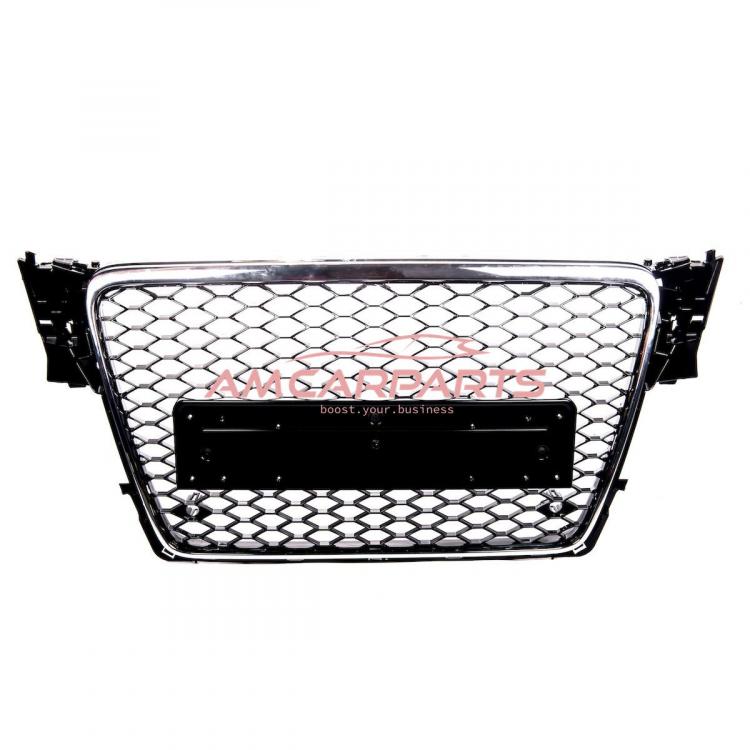 Preview: Upgrade Sportgrill / Kühlergrill für Audi A4 B8 8K 07-11 Hochglanz Schwarz / Chrom in Wabendesign