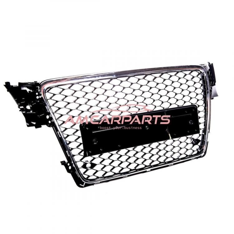 Preview: Upgrade Sportgrill / Kühlergrill für Audi A4 B8 8K 07-11 Hochglanz Schwarz / Chrom in Wabendesign