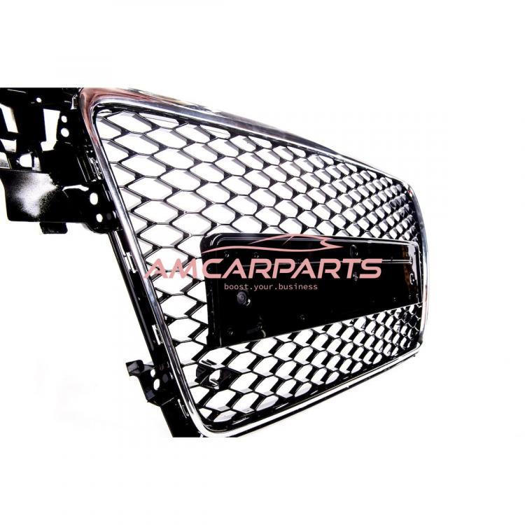 Preview: Upgrade Sportgrill / Kühlergrill für Audi A4 B8 8K 07-11 Hochglanz Schwarz / Chrom in Wabendesign