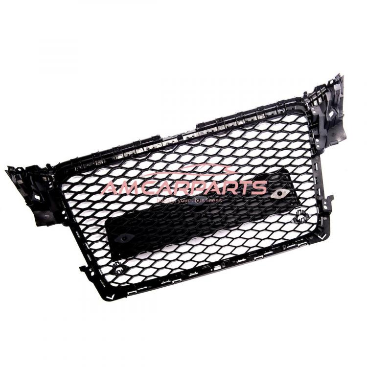Upgrade Sportgrill / Kühlergrill für Audi A4 B8 8K 07-11 Hochglanz Schwarz / Chrom in Wabendesign
