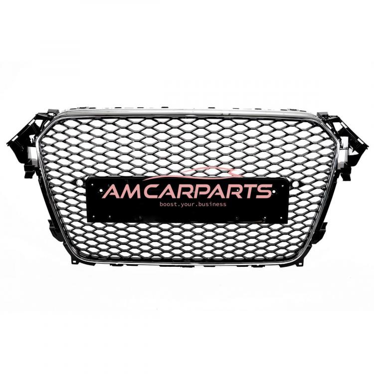 Upgrade Sportgrill / Kühlergrill für Audi A4 B8 8K Facelift 12-15 Hochglanz Schwarz / Chrom in Wabendesign