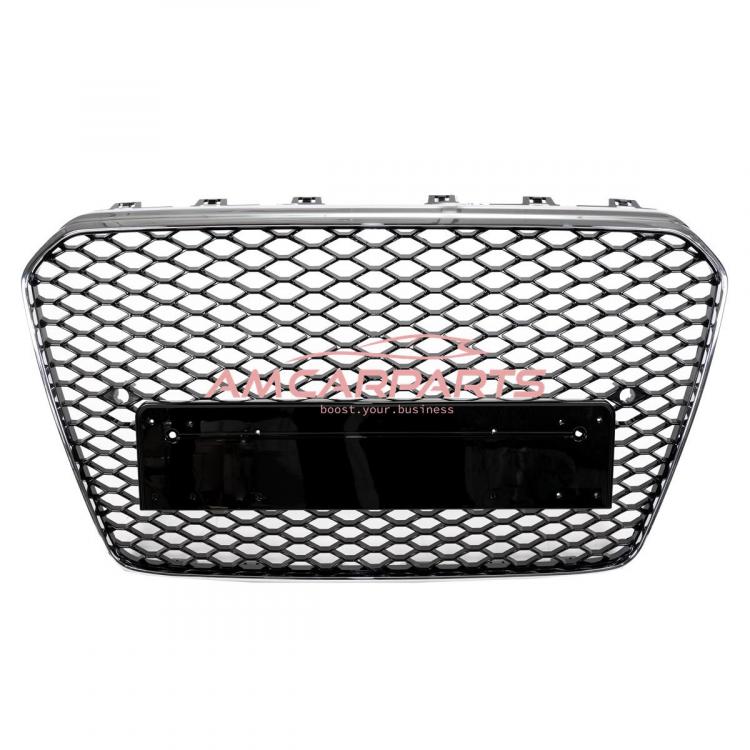 Upgrade Sportgrill / Kühlergrill für Audi A5 8T Facelift 12-16 Hochglanz Schwarz / Chrom in Wabendesign