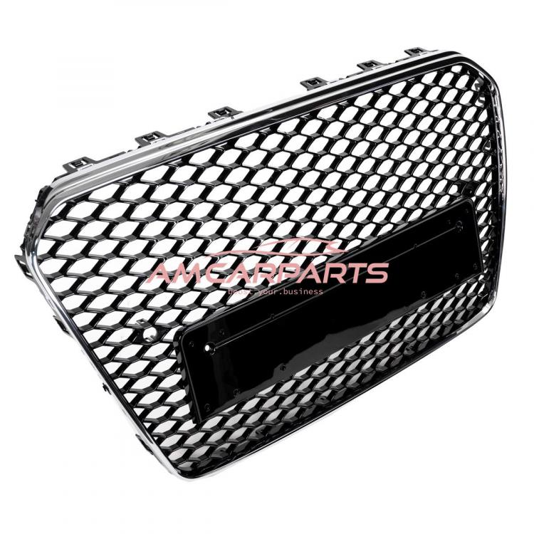 Preview: Upgrade Sportgrill / Kühlergrill für Audi A5 8T Facelift 12-16 Hochglanz Schwarz / Chrom in Wabendesign