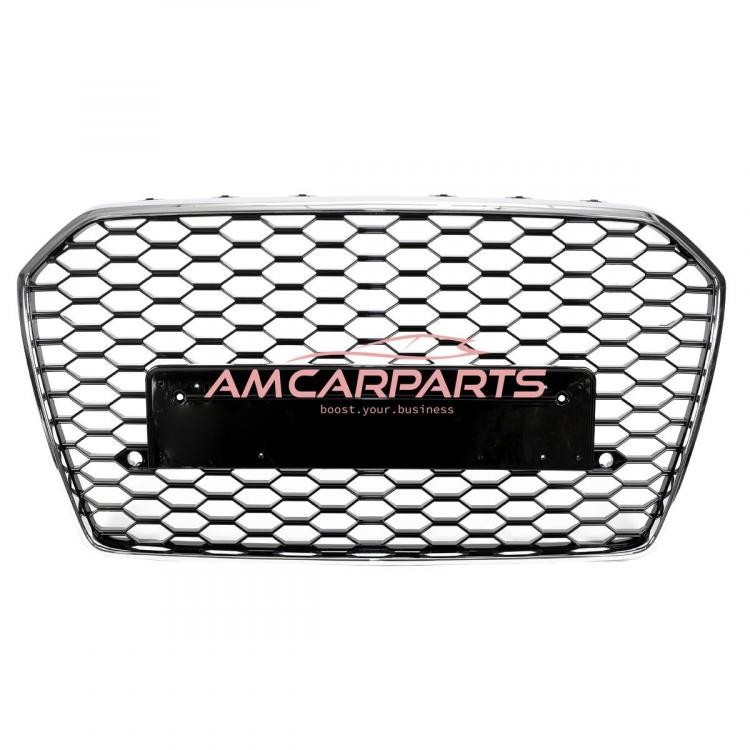Upgrade Sportgrill / Kühlergrill für Audi A6 C7 4G Facelift 15-18 Hochglanz Schwarz / Chrom in Wabendesign
