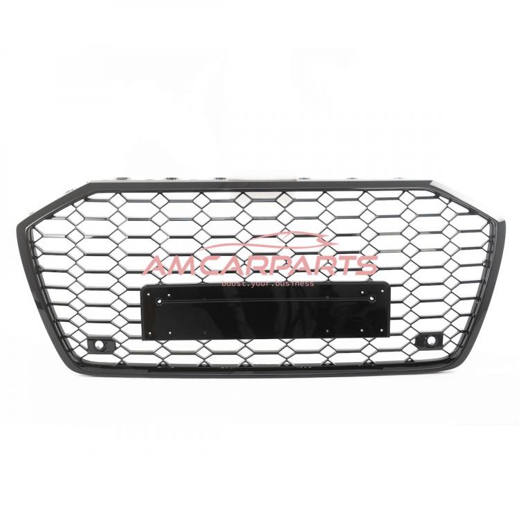 Preview: Upgrade Sportgrill / Kühlergrill für Audi A6 C8 4A 18-24 Hochglanz Schwarz in Wabendesign