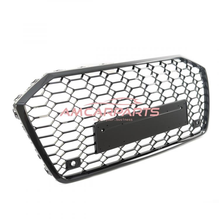 Preview: Upgrade Sportgrill / Kühlergrill für Audi A6 C8 4A 18-24 Hochglanz Schwarz in Wabendesign