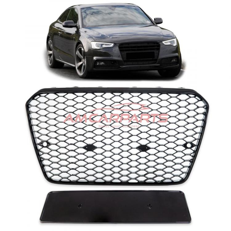 Upgrade Sportgrill / Kühlergrill für Audi A5 8T Facelift 11-15 Hochglanz Schwarz in Wabendesign