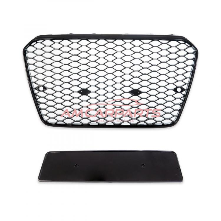 Preview: Upgrade Sportgrill / Kühlergrill für Audi A5 8T Facelift 11-15 Hochglanz Schwarz in Wabendesign