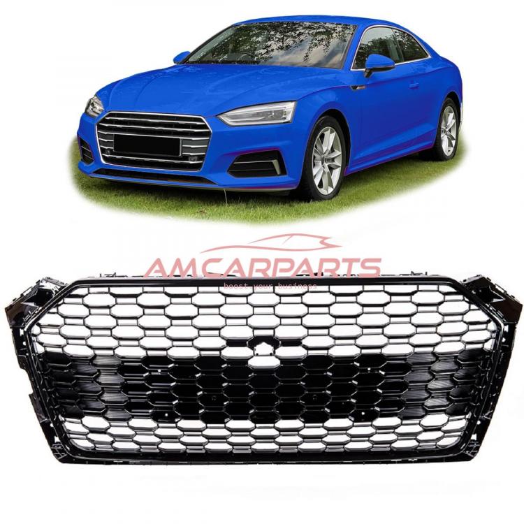 Upgrade Sportgrill / Kühlergrill für Audi A5 F5 Vor-Facelift 16-19 Hochglanz Schwarz in Wabendesign