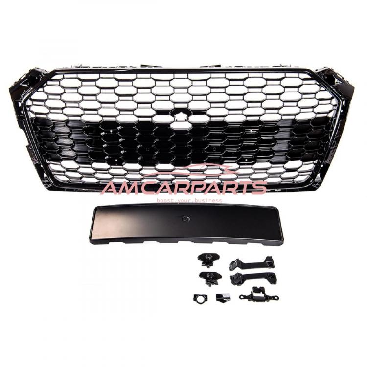 Preview: Upgrade Sportgrill / Kühlergrill für Audi A5 F5 Vor-Facelift 16-19 Hochglanz Schwarz in Wabendesign