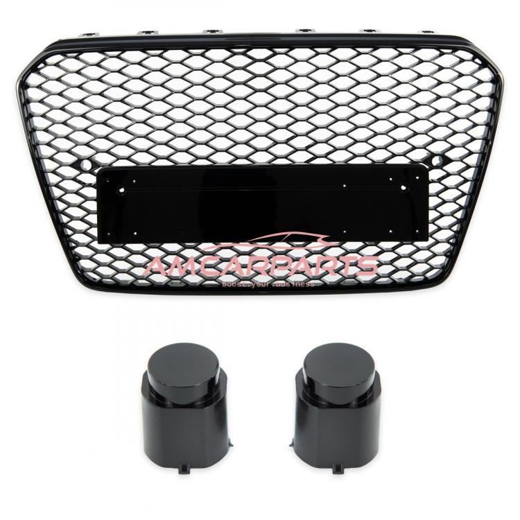 Preview: Upgrade Sportgrill / Kühlergrill für Audi A5 8T Facelift 12-16 Hochglanz Schwarz in Wabendesign