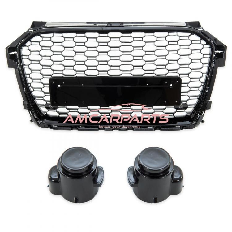 Preview: Upgrade Sportgrill / Kühlergrill für Audi A1 8X Facelift 15-18 Hochglanz Schwarz in Wabendesign
