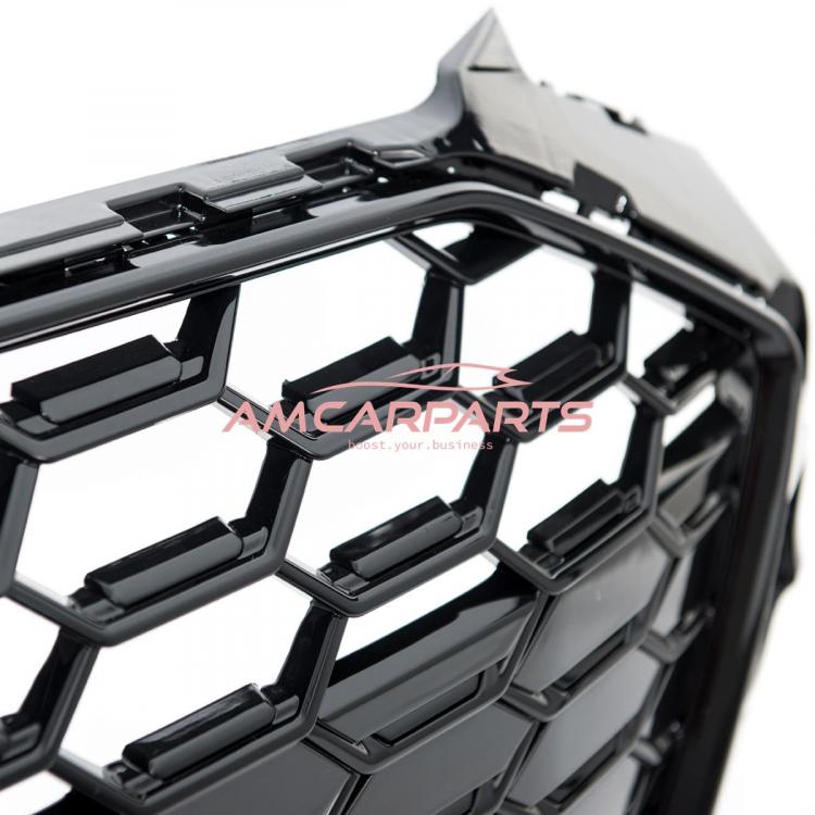 Preview: Upgrade Sportgrill / Kühlergrill für Audi A4 B9 8W Facelift 19-23 Hochglanz Schwarz / Hochglanz Silber in Wabendesign