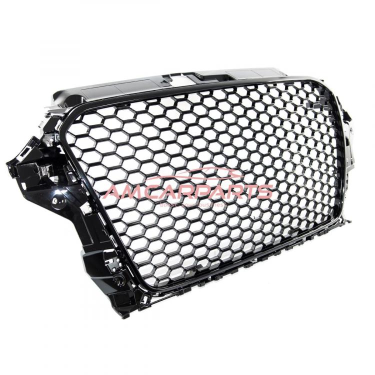 Preview: Upgrade Sportgrill / Kühlergrill für Audi A3 8V Vor-Facelift 12-16 Hochglanz Schwarz in Wabendesign