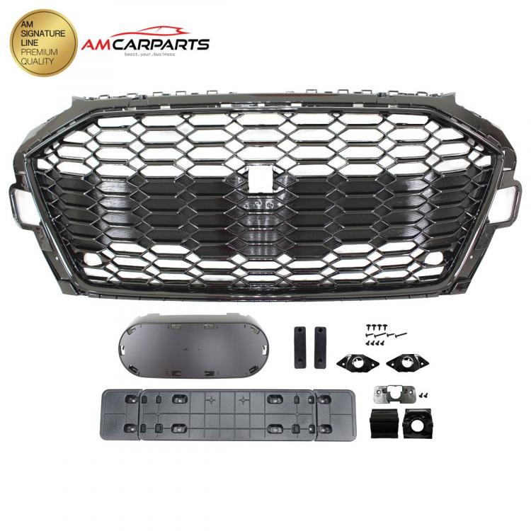 Upgrade Sportgrill / Kühlergrill für Audi A4 B9 Facelift 19-23 Hochglanz Schwarz in Wabendesign