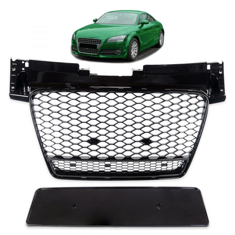 Upgrade "Plus" Sportgrill / Kühlergrill für Audi TT 8J 06-14 Hochglanz Schwarz in Wabendesign