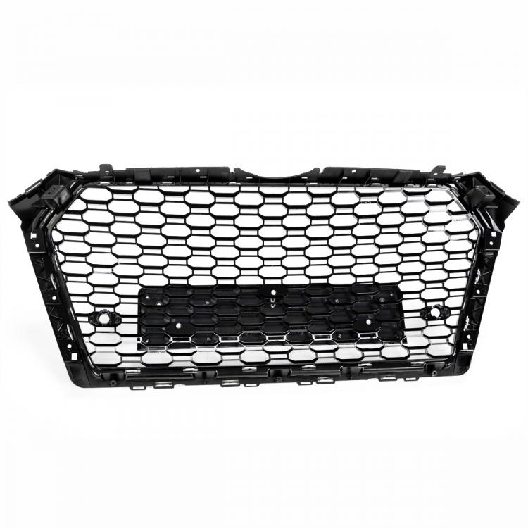 Preview: Upgrade Sportgrill / Kühlergrill für Audi A4 B9 8W 15-19 Hochglanz Schwarz / Matt Silber in Wabendesign