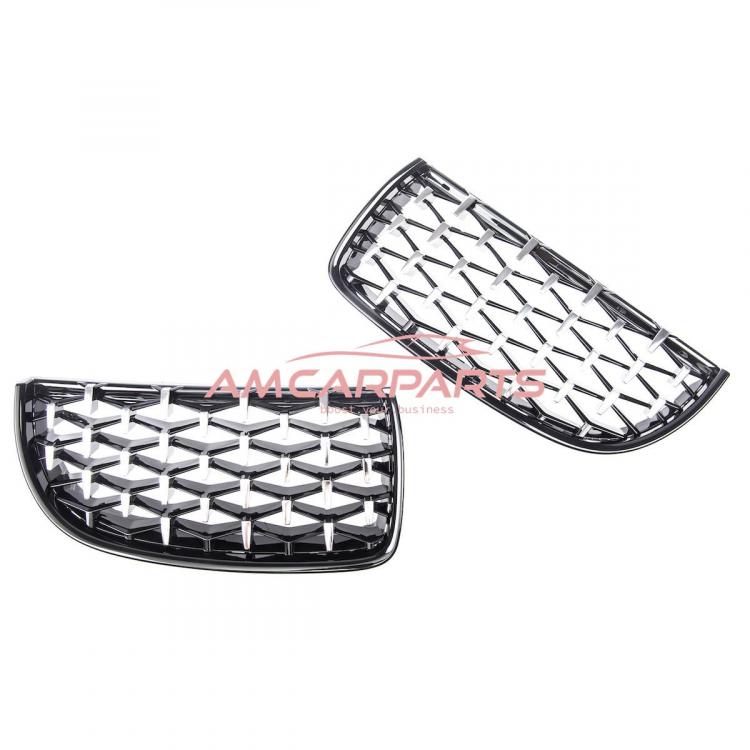 Upgrade "Teardrop" Design Kühlergrill / Sportgrill passend für BMW 3er E90 / E91 Vor-Facelift 05-08 Hochglanz schwarz / chrom