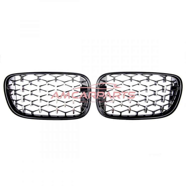 Upgrade "Teardrop" Design Kühlergrill / Sportgrill passend für BMW 7er G11 / G12 Vor-Facelift 15-19 Hochglanz schwarz / chrom
