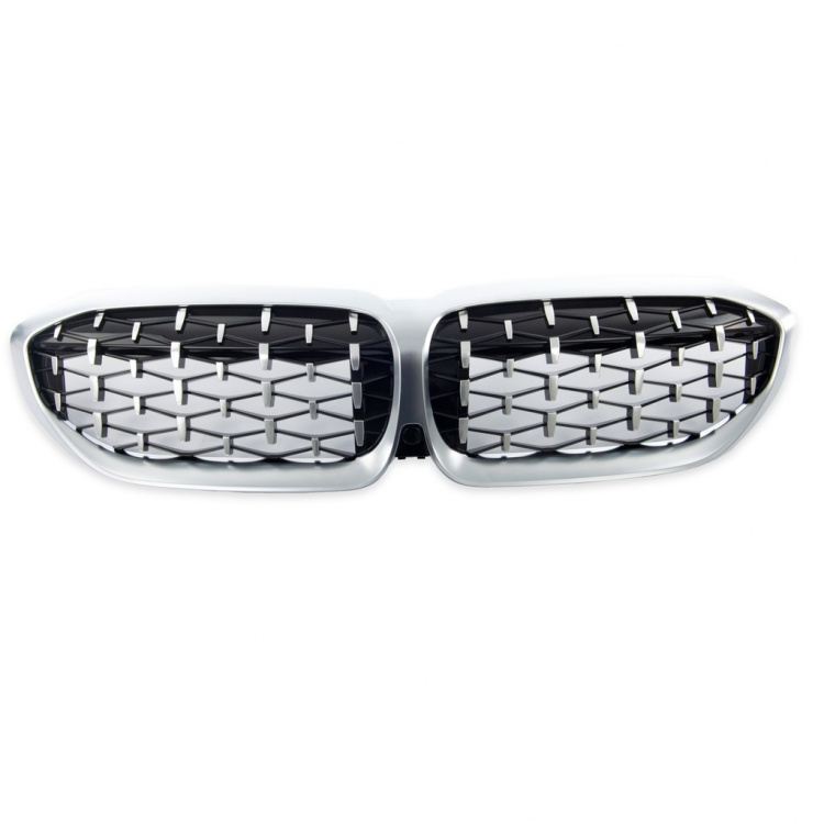 Upgrade "Teardrop" Design Sportgrill Frontnieren für BMW 3er G20 / G21 19-22 Hochglanz schwarz/Matt silber