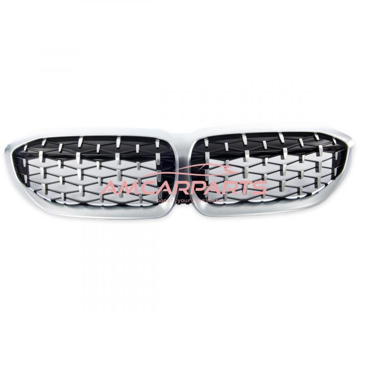 Upgrade "Teardrop" Design Kühlergrill / Sportgrill passend für BMW 3er G20 / G21 Vor-Facelift 19-22 Hochglanz schwarz / Matt silber