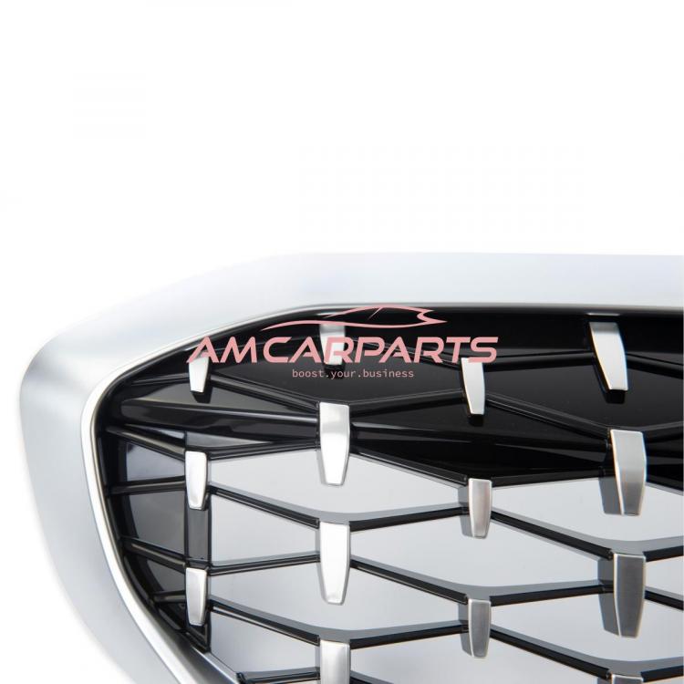 Upgrade "Teardrop" Design Kühlergrill / Sportgrill passend für BMW 3er G20 / G21 Vor-Facelift 19-22 Hochglanz schwarz / Matt silber