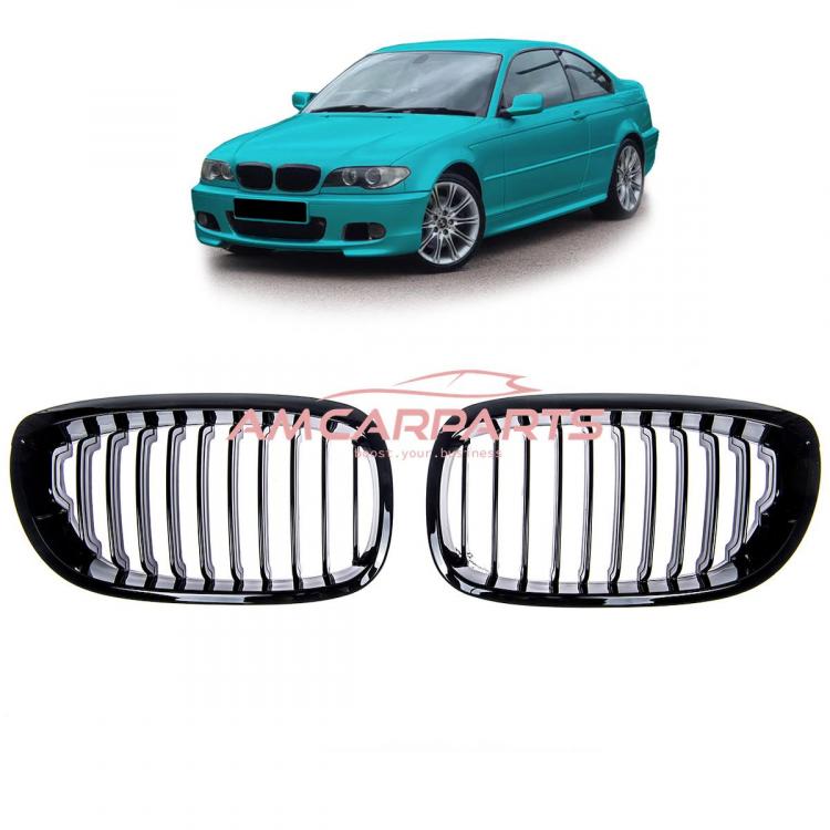 Upgrade Design Kühlergrill / Sportgrill passend für BMW 3er E46 Facelift 03-07 Hochglanz schwarz