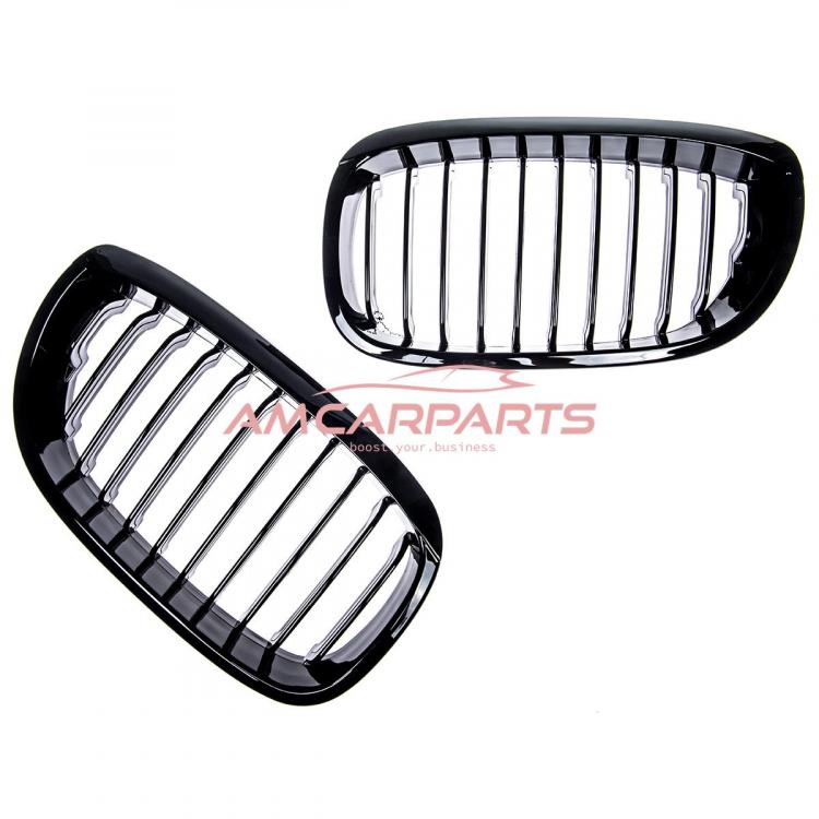 Preview: Upgrade Design Kühlergrill / Sportgrill passend für BMW 3er E46 Facelift 03-07 Hochglanz schwarz