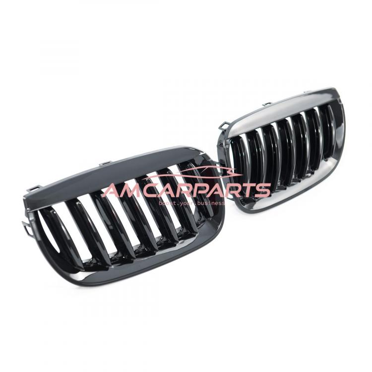 Upgrade Design Kühlergrill / Sportgrill passend für BMW X3 E83 Vor-Facelift 03-06 Hochglanz schwarz