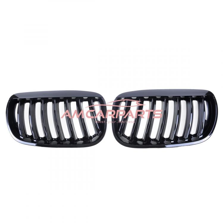 Upgrade Design Kühlergrill / Sportgrill passend für BMW X5 E53 Facelift 03-06 Hochglanz schwarz
