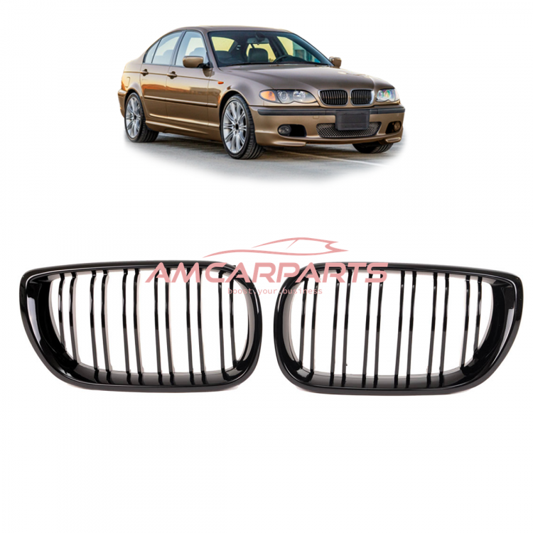 Upgrade Design Kühlergrill / Sportgrill passend für BMW 3er E46 Facelift 01-05 Hochglanz schwarz