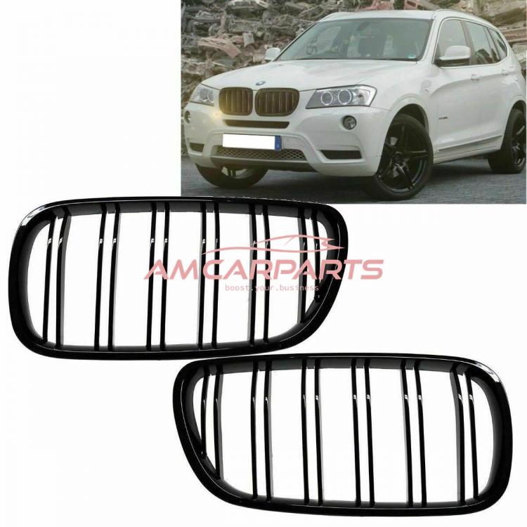 Upgrade Design Kühlergrill / Sportgrill passend für BMW X3 F25 Vor-Facelift 10-14 Hochglanz schwarz