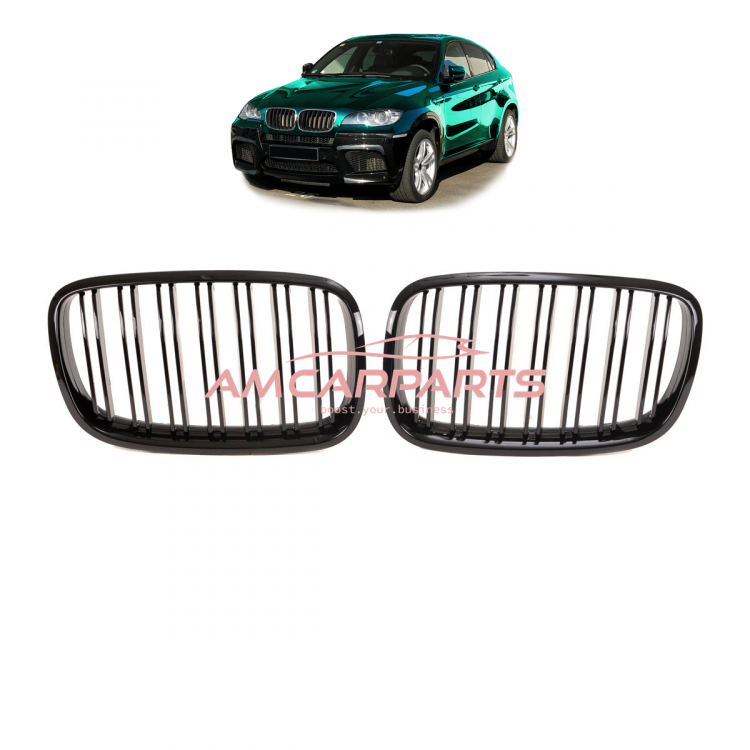 Upgrade Design Kühlergrill / Sportgrill passend für BMW X5 E70 / X6 E71, E72 07-13 Hochglanz schwarz