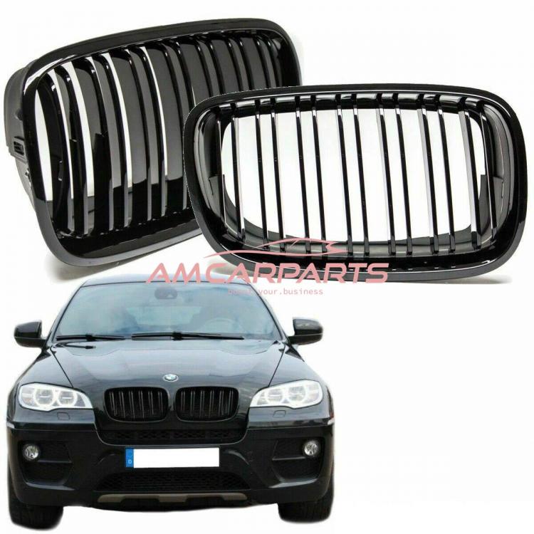 Upgrade Design Kühlergrill / Sportgrill passend für BMW X5 E70 / X6 E71, E72 07-13 Hochglanz schwarz