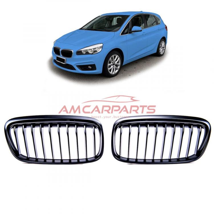 Upgrade Design Kühlergrill / Sportgrill passend für BMW 2er F45 Vor-Facelift 14-18 Matt schwarz