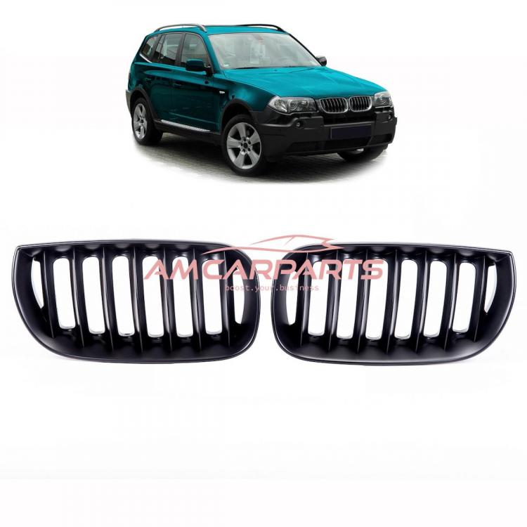 Upgrade Design Kühlergrill / Sportgrill passend für BMW X3 E83 Vor-Facelift 03-06 Matt schwarz