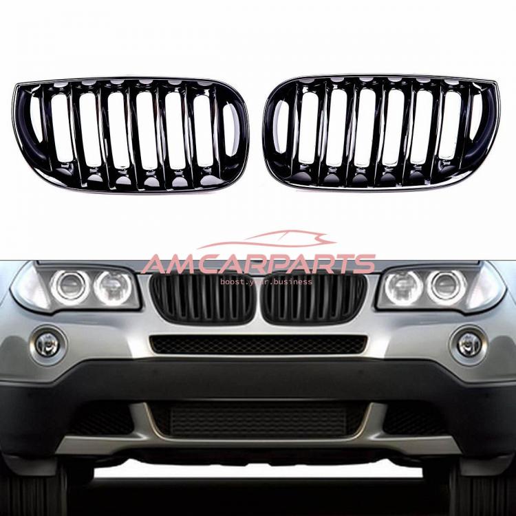 Upgrade Design Kühlergrill / Sportgrill passend für BMW X3 E83 Vor-Facelift 03-06 Hochglanz schwarz