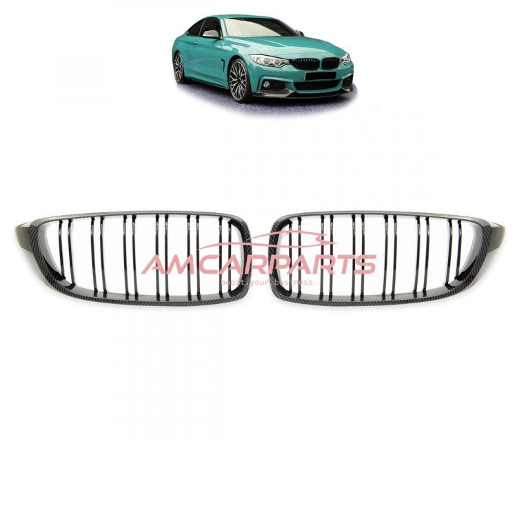Upgrade Design Kühlergrill / Sportgrill passend für BMW 4er F32 / F33 / F36 13-21 Carbon-Optik / Hochglanz schwarz