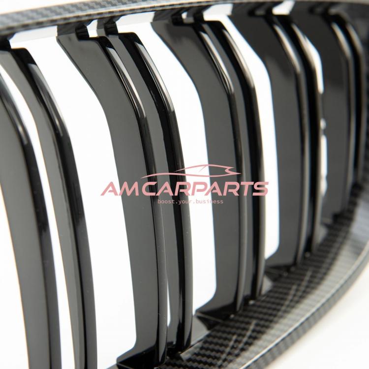 Preview: Upgrade Design Kühlergrill / Sportgrill passend für BMW 4er F32 / F33 / F36 13-21 Carbon-Optik / Hochglanz schwarz