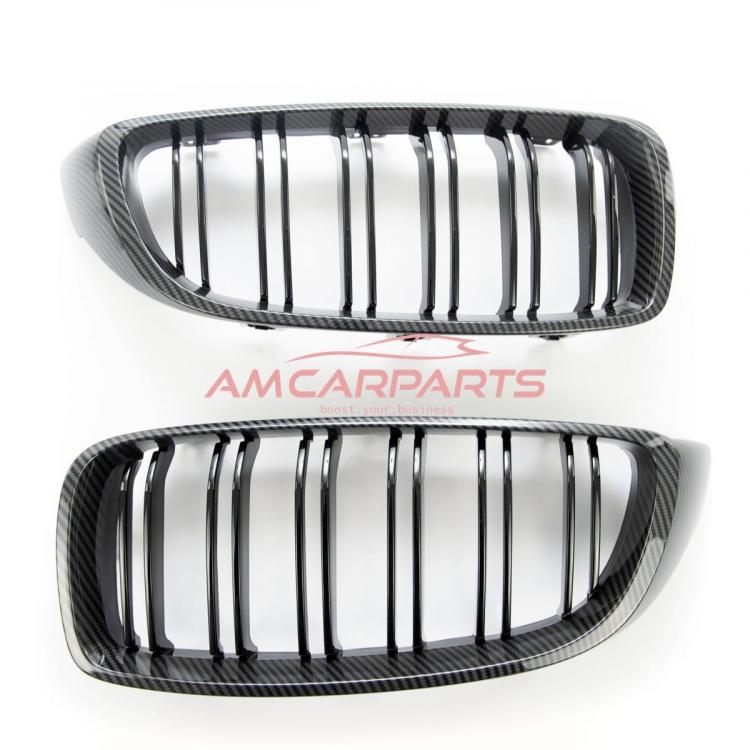 Upgrade Design Kühlergrill / Sportgrill passend für BMW 4er F32 / F33 / F36 13-21 Carbon-Optik / Hochglanz schwarz