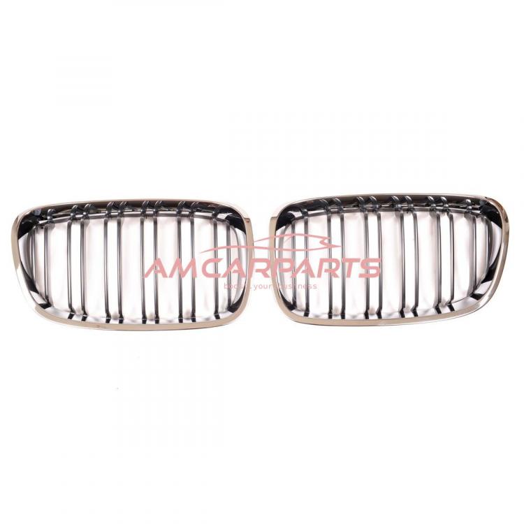 Upgrade Design Kühlergrill / Sportgrill passend für BMW 1er F20 / F21 Vor-Facelift 11-15 Hochglanz schwarz / chrom