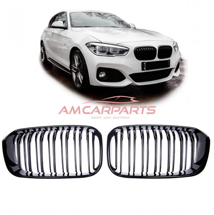 Upgrade Design Kühlergrill / Sportgrill passend für BMW 1er F20 / F21 Facelift 15-19 Hochglanz schwarz