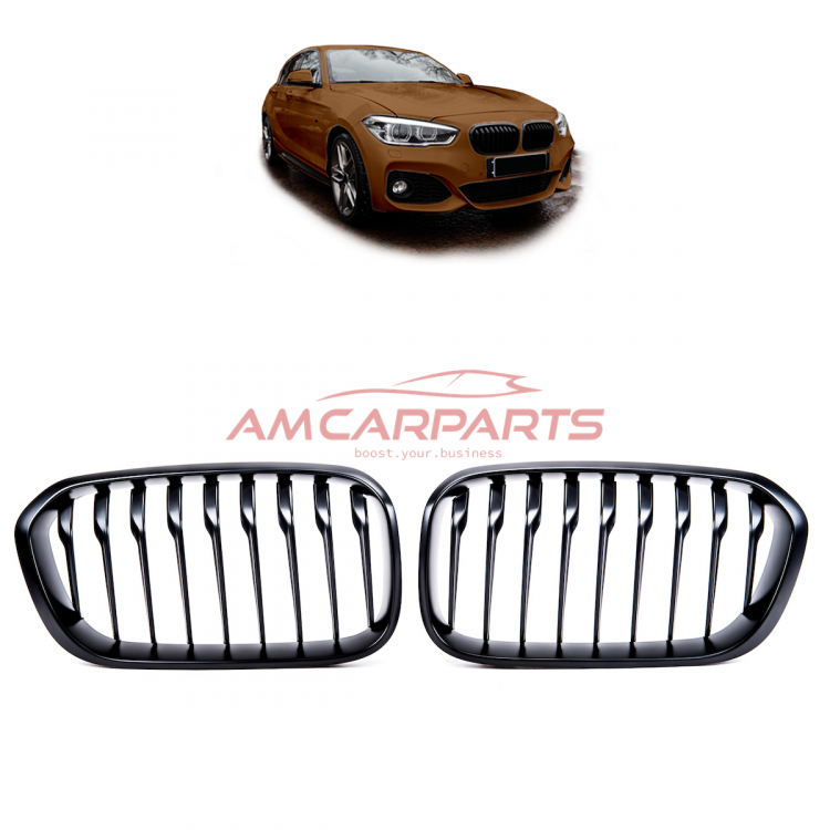 Upgrade Design Kühlergrill / Sportgrill passend für BMW 1er F20 / F21 Facelift 15-19 Matt schwarz