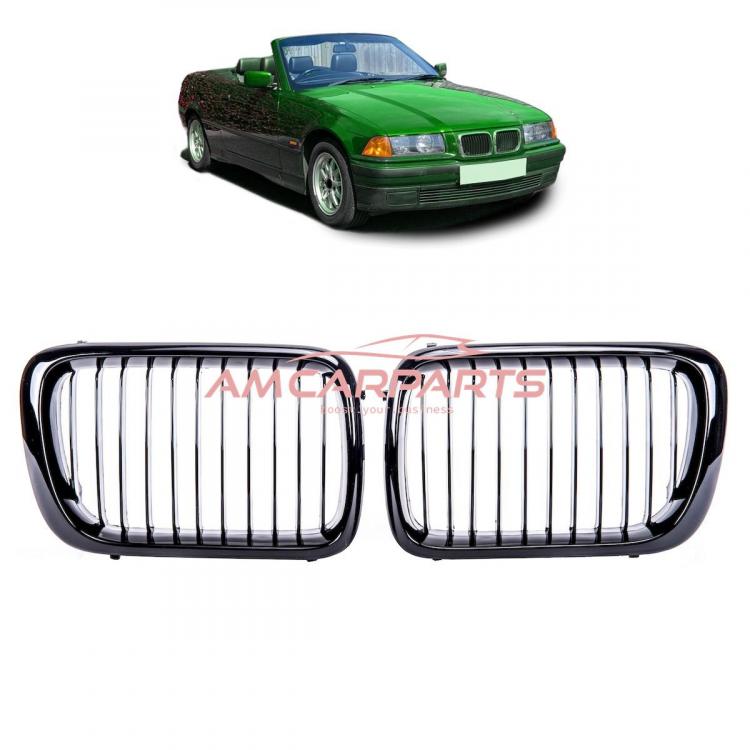 Upgrade Design Kühlergrill / Sportgrill passend für BMW 3er E36 Facelift 96-99 Hochglanz schwarz