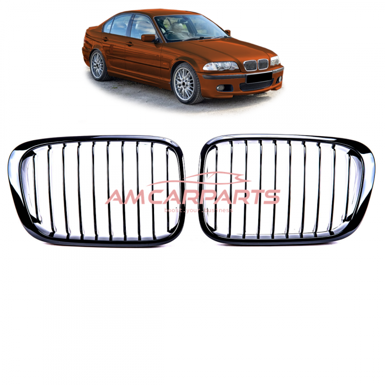 Upgrade Design Kühlergrill / Sportgrill passend für BMW 3er E46 Vor-Facelift 98-01 Hochglanz schwarz