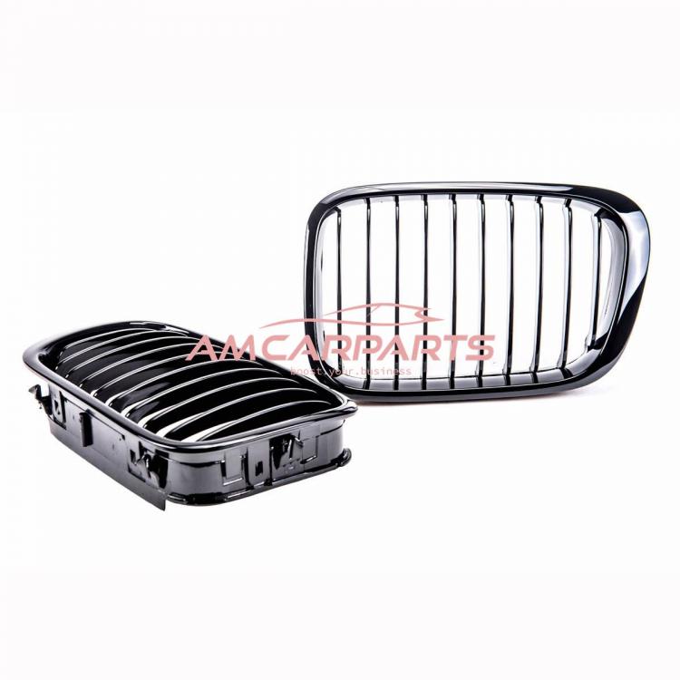 Preview: Upgrade Design Kühlergrill / Sportgrill passend für BMW 3er E46 Vor-Facelift 98-01 Hochglanz schwarz