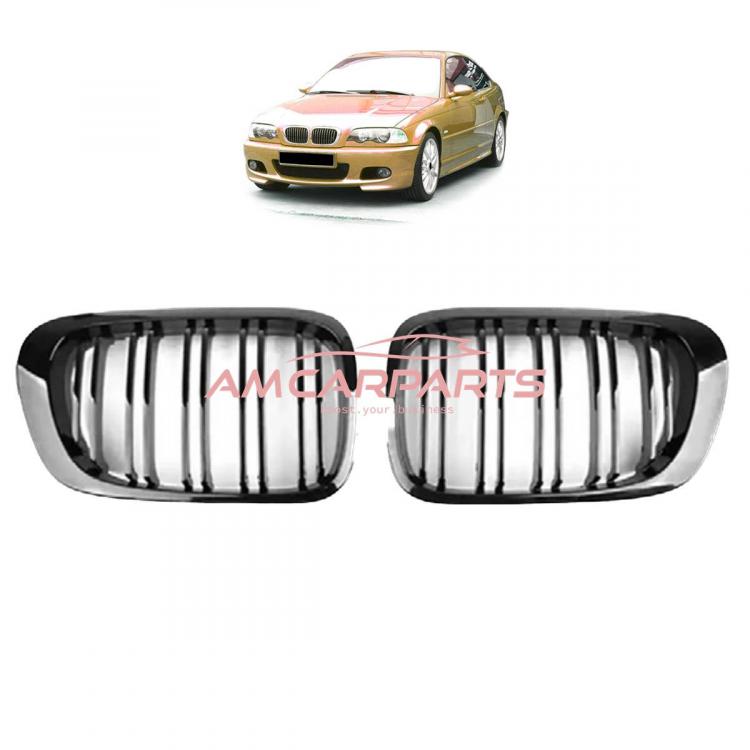 Upgrade Design Kühlergrill / Sportgrill passend für BMW 3er E46 99-03 Hochglanz schwarz