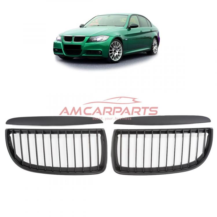 Upgrade Design Kühlergrill / Sportgrill passend für BMW 3er E90 / E91 Vor-Facelift 05-08 Matt schwarz